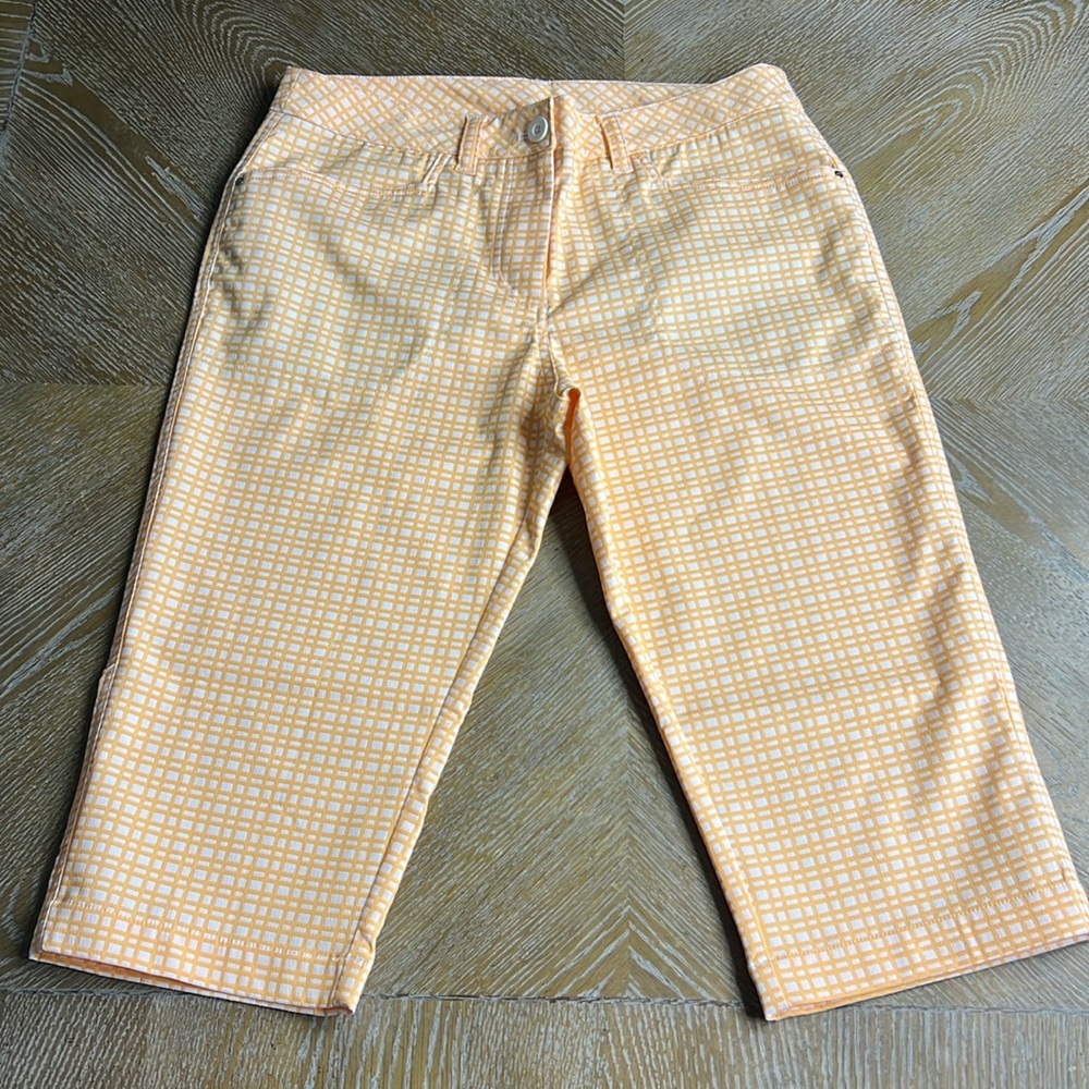 NIVO BY LANCTOT Orange White Golf Bermuda Shorts 4